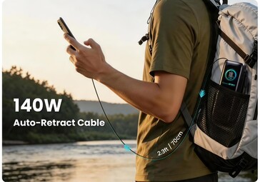 Podix PR70 har en inbyggd, utdragbar USB-C-kabel