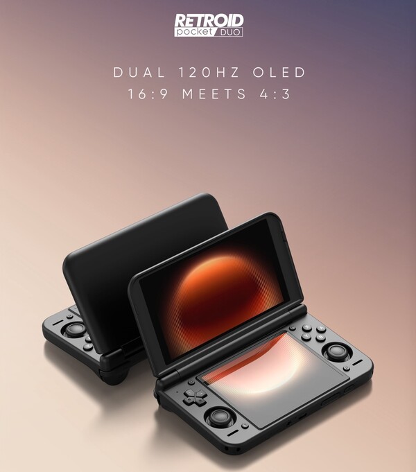 Retroid Pocket Duo har två 120 Hz-skärmar.