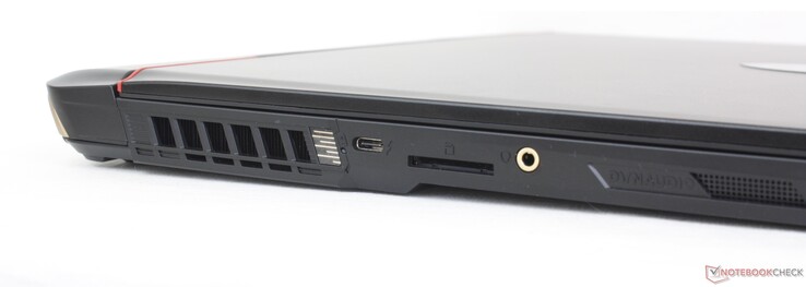 Vänster: USB-C 3.2 Gen. 2 m/ Thunderbolt 4, SD-läsare, 3,5 mm headset