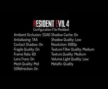 Grafikinställningar för Resident Evil 4 som användes i speltestet av iPhone 18 Pro Max och iPhone 17 Pro Max.