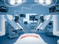En illustrativ bild av den kirurgiska roboten i arbete (Bildkälla: AI-genererad bild)