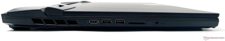Vänster: DC-in-port, 2x USB 3.2 Gen2 Type-A, SD Express-kortläsare, kombinerat ljuduttag