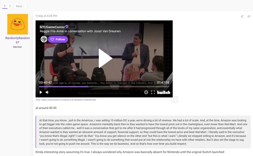 Reggie Fils-Aimé intervju med Amazon kommentarer visas