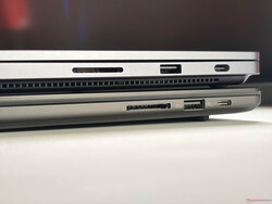 Surface Laptop Ultra (överst) är märkbart tjockare än ProArt P16 (nederst).