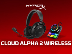 De trådlösa hörlurarna HyperX Cloud Alpha 2 levereras med en basstation. På bilden: en kampanjbild av uppsättningen. (Bildkälla: HP - redigerad)