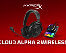 De trådlösa hörlurarna HyperX Cloud Alpha 2 levereras med en basstation. På bilden: en kampanjbild av uppsättningen. (Bildkälla: HP - redigerad)