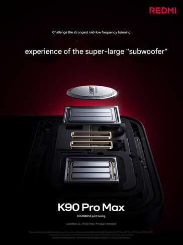 Den oberoende woofern i Redmi K90 Pro Max (Bildkälla: Xiaomi - maskinöversatt)