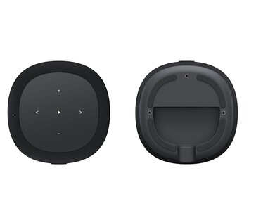 WiiM Sound Lite touch-kontroller på ovansidan och monteringsyta på undersidan (Bildkälla: WiiM)