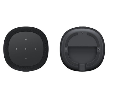 WiiM Sound Lite touch-kontroller på ovansidan och monteringsyta på undersidan (Bildkälla: WiiM)