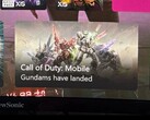 En skärmdump från Xbox instrumentpanel som visar en Call of Duty: Mobile-annons med Gundam-mechs med bildtexten "Gundams har landat." (Reddit/u/Critical_Term_1013 via r/xbox)