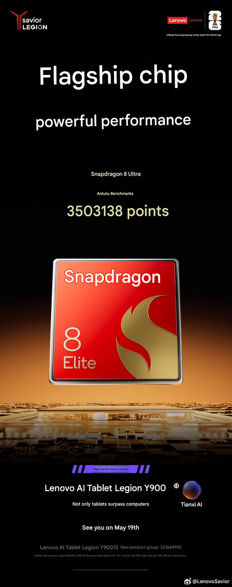 SoC och påstådda benchmarkresultat för 13-tums Legion Y900 surfplatta (maskinöversatt)