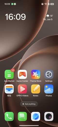 Oppo Find X9s Pro: Startskärmen