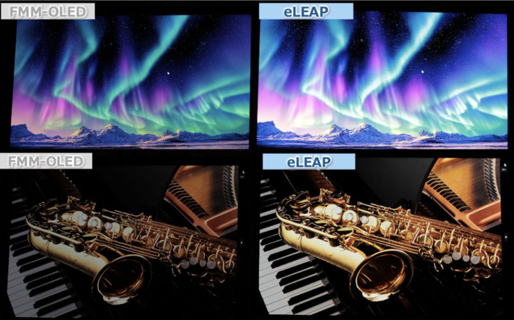 Jämförelse mellan standard FMM och eLEAP OLED-display (Bildkälla: JDI)