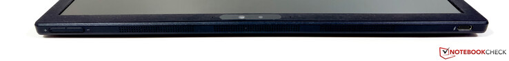 Till vänster: Volym, USB-C 4.0 med Thunderbolt 4 (40 Gb/s, DisplayPort ALT mode 1.4, Power Delivery)