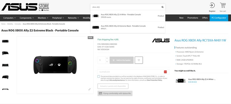 Asus ROG Xbox Ally och ROG Xbox Ally X prisläcka hos Asus partnerbutik (bildkälla: Asus Store av MacMan)