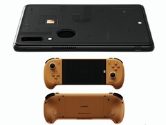 En rendering av Ayaneo Gaming Pad och den teleskopiska handkontrollen som är designad för den. (Bildkälla: Ayaneo - redigerad)