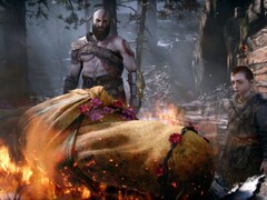 En skärmdump från introduktionssekvensen med Laufey i God of War
