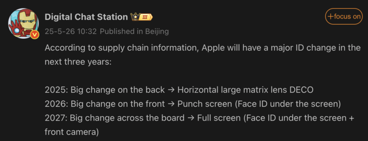 Läckta designförändringar för kommande iPhone-generationer. (Bildkälla: Weibo - maskinöversatt)