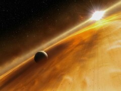 En konstnärs illustration som visar en stjärna och en planet.