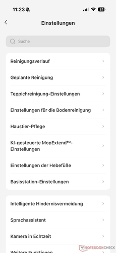 Meny för inställningar