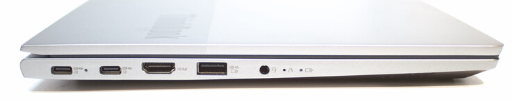 2x USB Typ C med PowerDelivery och DisplayPort; HDMI, USB Typ A (3.2 Gen 1); 3,5 mm headset