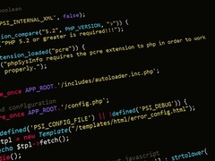 PHP-källkod på en mörk skärm
