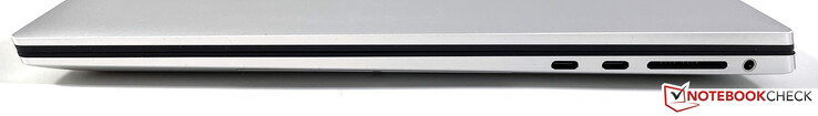Höger: 2x Thunderbolt 4 (USB-C 4.0 med 40 GB/s, Power Delivery, DisplayPort), SDXC-kortläsare, 3,5-mm stereo
