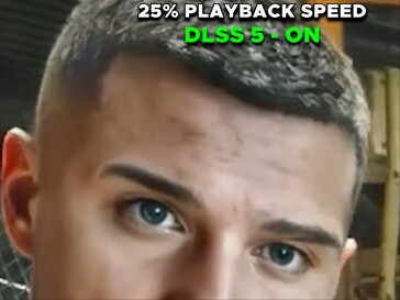 En Starfield-karaktär med hår på sidan av huvudet med DLSS på.