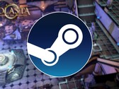 En bild som visar Steam-logotypen och spelet Solasta: Crown of the Magister, som nu säljs med 75 % rabatt på Steam.
