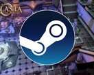 En bild som visar Steam-logotypen och spelet Solasta: Crown of the Magister, som nu säljs med 75 % rabatt på Steam.