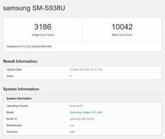 Samsung Galaxy S25 Ultra's Geekbench-poäng (Källa: Geekbench)