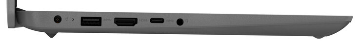 Vänster sida: strömport, USB 3.2 Gen 1 (USB-A), HDMI, USB 3.2 Gen 1 (USB-C), ljudkombination