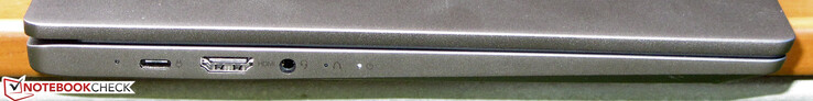 Vänster: USB 3.2 Gen 1 (Typ C, DisplayPort, Power Delivery), HDMI, Kombinerad ljudanslutning