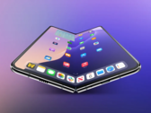 Rendering av en vikbar iPhone, som sägs ha en 7,76-tums inre display med en kamera under displayen. (Bildkälla: 9to5Mac)