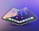 Rendering av en vikbar iPhone, som sägs ha en 7,76-tums inre display med en kamera under displayen. (Bildkälla: 9to5Mac)