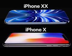 Påstådd rendering av iPhone XX/20 (överst), iPhone X (nederst).