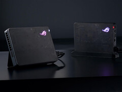 Asus inkluderar ett enkelt stativ med sina ROG XG Mobile 2025 eGPU:er. (Bildkälla: Asus)
