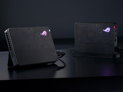Asus inkluderar ett enkelt stativ med sina ROG XG Mobile 2025 eGPU:er. (Bildkälla: Asus)