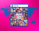 GTA 6 PS5-förpackning visad med världskarta