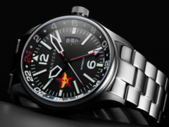 Panzera Flieger 45G pilotklocka (bilden) drivs av Seiko NH34A automatiskt GMT-urverk och har en gångreserv på 41 timmar. (Bildkälla: Panzera)
