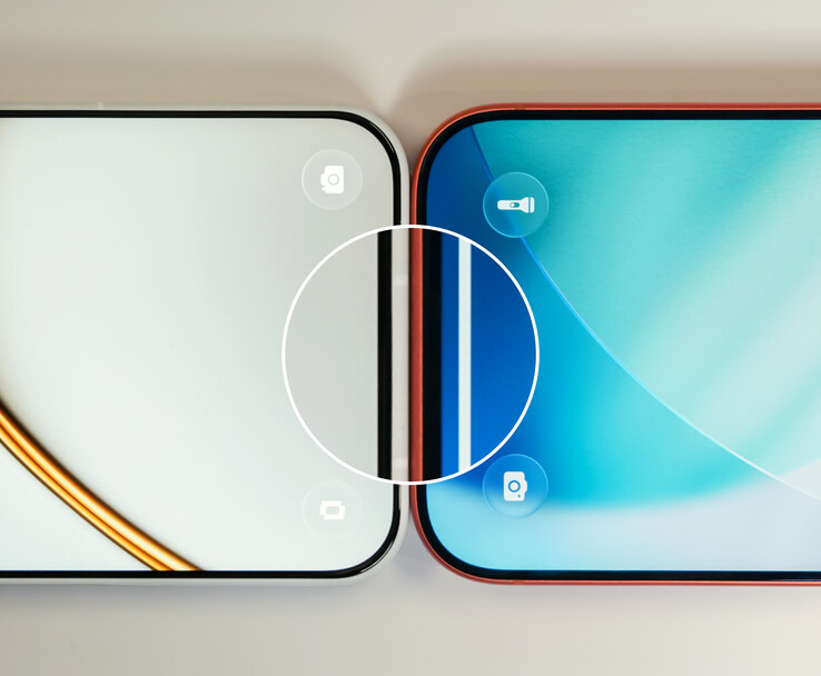 Närbildsjämförelse av ramen på OnePlus 15T.