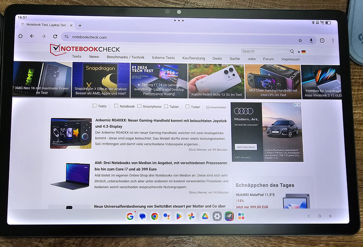 Matt skärm (Lenovo Tab P12 matt) med svag ljuskälla