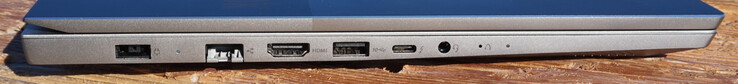 Till vänster: strömport, LAN-port, HDMI 2.0, USB-A (10 Gbit/s), Thunderbolt 4, hörlursuttag