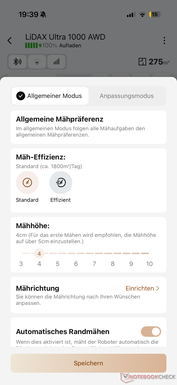 Klippinställningar i Mova-appen