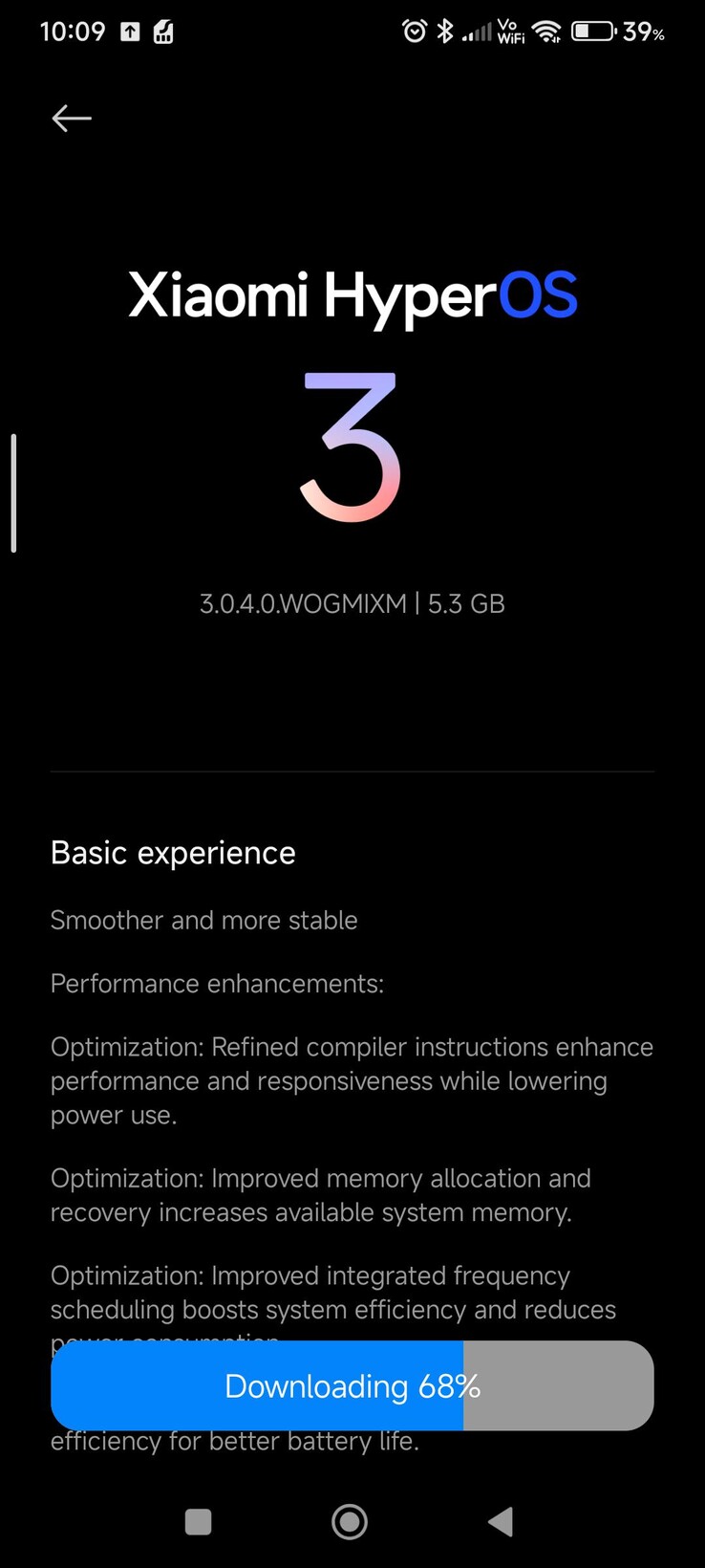 HyperOS 3 OTA laddas ner på en Redmi Note 14 4G. (Bildkälla: u/Similar-Scarcity-937 via Reddit)
