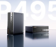Bilden visar minisforum MS-S1 mini-PC som har en volym på endast 3,5 liter och är utrustad med den kraftfullaste Gorgon Halo APU:n