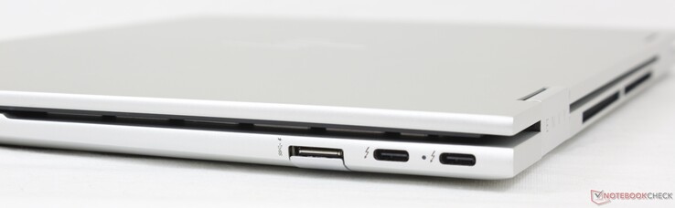 Höger: USB-A 10 Gbps, 2x Thunderbolt 4 med Power Delivery + DisplayPort 1.4