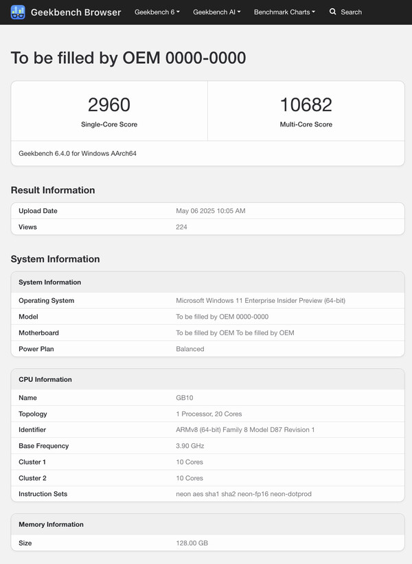 (Bildkälla: Geekbench)