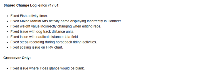 Release Notes för Garmin betaversion 17.03 för Instinct 2 smartklockor. (Bildkälla: Garmin)
