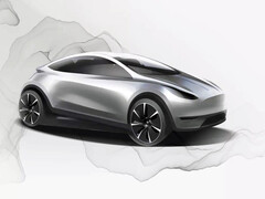 Den första teasern för modell 2-plattformens design. (Bildkälla: Tesla)